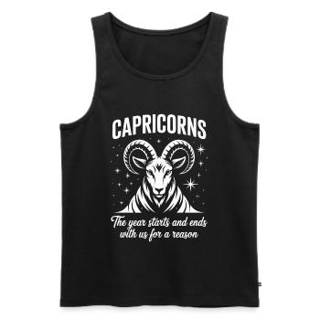 Steinbock Sternzeichen - Männer Premium Bio Tank Top - Schwarz - Vorne - AI Model Male 178 light (178cm)