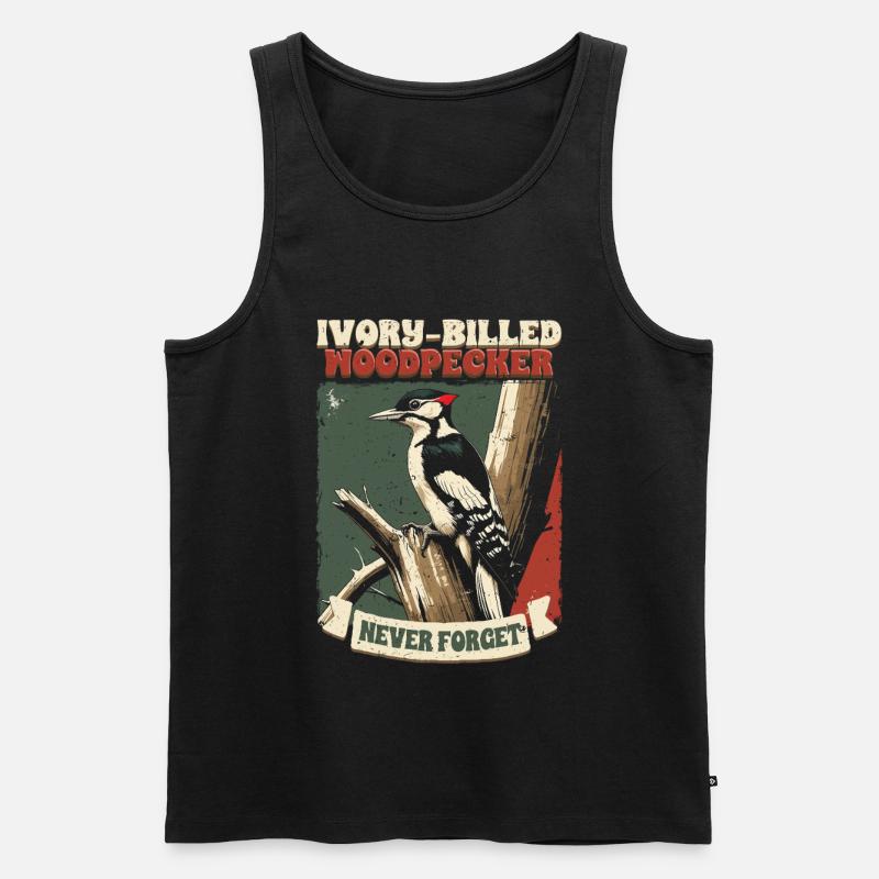 Elfenbein Specht Vogelbeobachter - Männer Premium Bio Tank Top - Schwarz