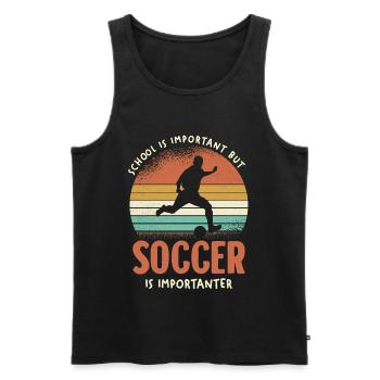 Soccer Ist Wichtiger Retro Sonnenuntergang - Männer Premium Bio Tank Top - Schwarz - Vorne - AI Model Male 178 light (178cm)