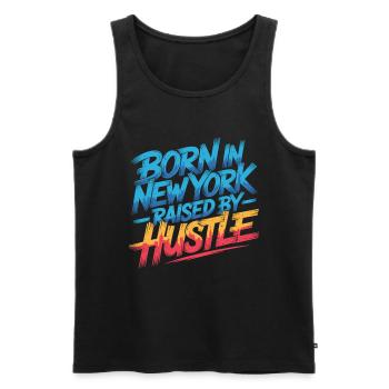 Né à New York – Hustle Streetstyle - Débardeur bio Premium Homme - noir - Devant - Michal (187cm)