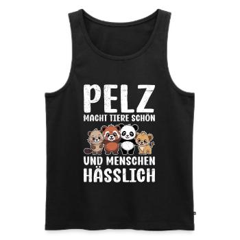 LA FOURRURE REND LES ANIMAUX BEAUX ET LES GENS LAIDS - Débardeur bio Premium Homme - noir - Devant - AI Model Male 178 light (178cm)