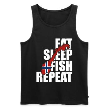 Norway Fishing Eat, Sleep, Fish, Repeat - Angler - Männer Premium Bio Tank Top - Schwarz - Vorne - Michal (187cm)