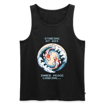 Koi anstarren: Frieden lädt | Zen, Gartenteich - Männer Premium Bio Tank Top - Schwarz - Vorne - Michal (187cm)