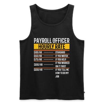 Funny Payroll Officer Taux horaire Paie - Débardeur bio Premium Homme - noir - Devant - AI Model Male 178 light (178cm)