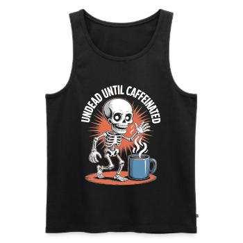 Undead Until Caffeinated Skeleton Coffee Run - Men's Premium Organic Tank Top - black - Front - AI Model Male 178 light (178cm)