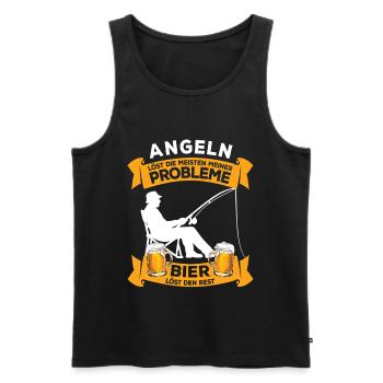 Angeln und Bier: Probleme lösen, Angler Spruch - Männer Premium Bio Tank Top - Schwarz - Vorne - Michal (187cm)