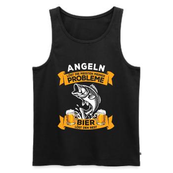 Angeln und Bier: Probleme lösen, Angler Spruch - Männer Premium Bio Tank Top - Schwarz - Vorne - Michal (187cm)