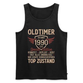 35th Birthday Gift Vintage Car October 1990 - Men's Premium Organic Tank Top - black - Front - AI Model Male 178 light (178cm)