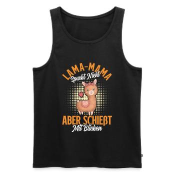 Bald Mama LAMA MAMA SPUCKT NICHT SCHIESST BLICKE - Männer Premium Bio Tank Top - Schwarz - Vorne - AI Model Male 178 light (178cm)