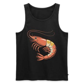 Retro Shrimp Illustration in Orange - Men's Premium Organic Tank Top - black - Front - AI Model Male 178 light (178cm)