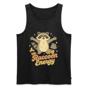 Big Raccoon Energy Humour rétro - Débardeur bio Premium Homme - noir - Devant - AI Model Male 178 light (178cm)