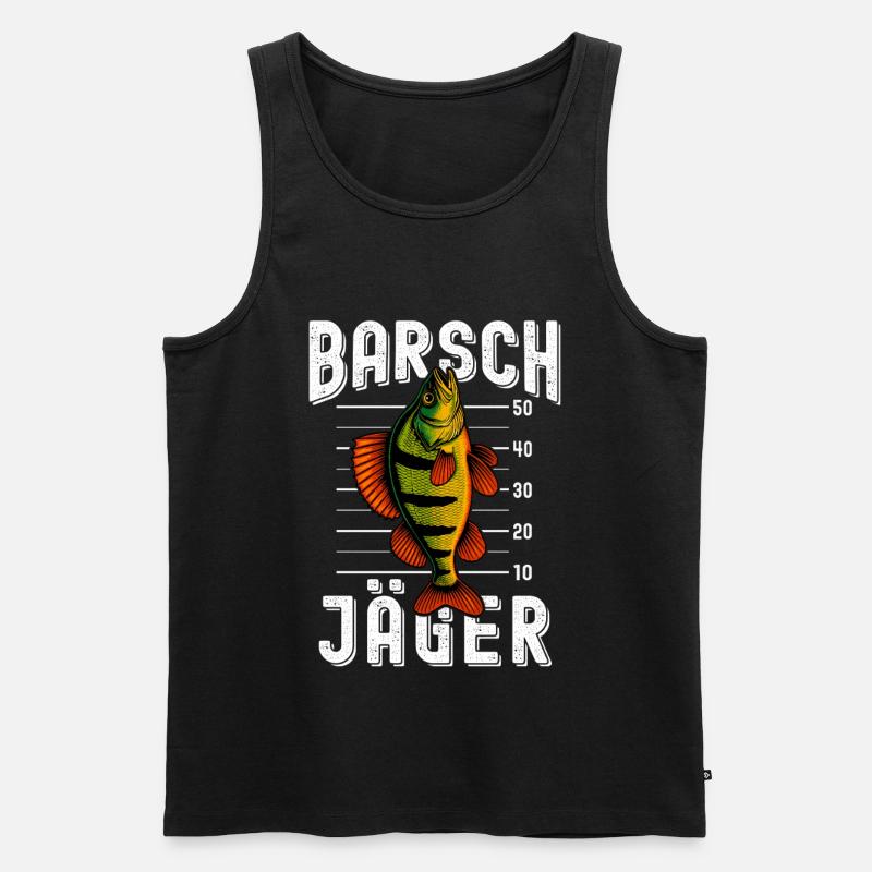 Barsch Jäger Barschangler Barsch Flussbarsch Angel - Männer Premium Bio Tank Top - Schwarz