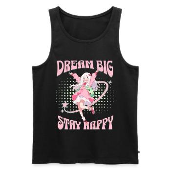 Dream big stay happy - positive Vibes Anime Shirt - Men's Premium Organic Tank Top - black - Front - Michal (187cm)