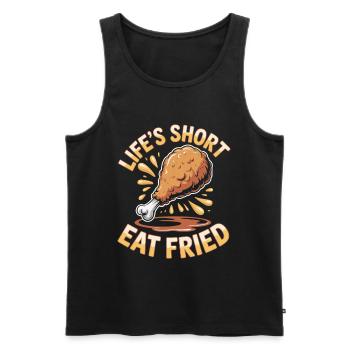  Lebenskurz Hähnchen Liebhaber Frittiertes Essen - Männer Premium Bio Tank Top - Schwarz - Vorne - Michal (187cm)
