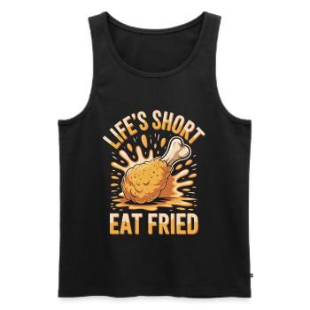 Fried Chicken Foodie: Life's Short Eat Fried - Männer Premium Bio Tank Top - Schwarz - Vorne - AI Model Male 178 light (178cm)
