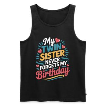 Zwillinge Zwillingsschwester Geburtstag - Männer Premium Bio Tank Top - Schwarz - Vorne - Michal (187cm)
