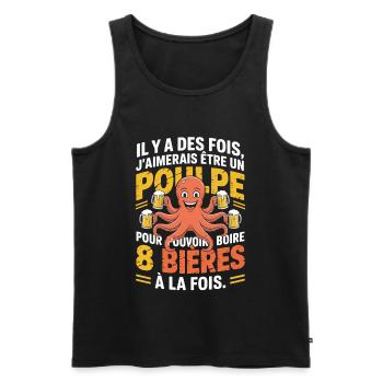 Il y a des fois j’aimerais être un poulpe Humour - Débardeur bio Premium Homme - noir - Devant - Michal (187cm)