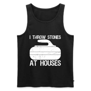 I Throw Stones At Houses Funny Curling - Men's Premium Organic Tank Top - black - Front - AI Model Male 178 light (178cm)