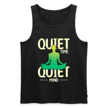 Stillezeit Meditation Silhouette Grün Gelb - Männer Premium Bio Tank Top - Schwarz - Vorne - AI Model Male 178 light (178cm)