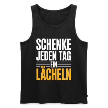 Schenke Jeden Tag Ein Lächeln – Positive Botschaft - Männer Premium Bio Tank Top - Schwarz - Vorne - AI Model Male 178 light (178cm)