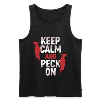 Ivory Woodpecker Keep Calm And Peck On - Men's Premium Organic Tank Top - black - Front - Michal (187cm)