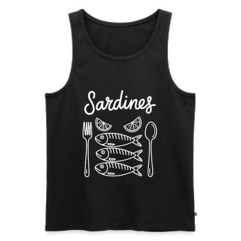 Ligne de sardines avec couverts - Débardeur bio Premium Homme - noir - Devant - Michal (187cm)