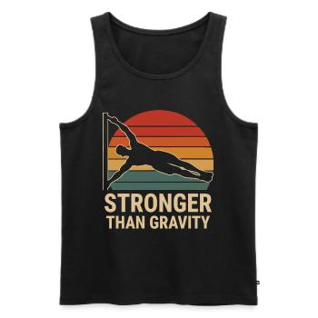 Stronger Than Gravity Calisthenics Fitnessstudio - Männer Premium Bio Tank Top - Schwarz - Vorne - Michal (187cm)