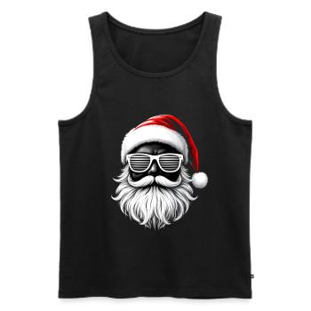 Père Noël avec des lunettes de soleil cool et élégant - Débardeur bio Premium Homme - noir - Devant - Michal (187cm)
