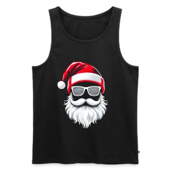 Père Noël avec des lunettes de soleil Père Noël Hipster - Débardeur bio Premium Homme - noir - Devant - AI Model Male 178 light (178cm)