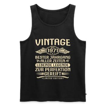 Vintage since 1971 Vintage - 55th Birthday - Men's Premium Organic Tank Top - black - Front - Michal (187cm)