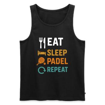 Manger Dormir Padel Répéter Sport drôle - Débardeur bio Premium Homme - noir - Devant - Michal (187cm)