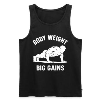 Poids corporel Grands gains Gymnastique suédoise Fitness Gym - Débardeur bio Premium Homme - noir - Devant - Michal (187cm)