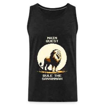 Quête principale : Régner sur la savane | Lion Wilderness - Débardeur bio Premium Homme - charbon - Devant - Alexander (188cm)