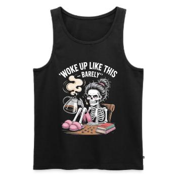 Kaum so aufgewacht - Skelett Morgenkaffee - Männer Premium Bio Tank Top - Schwarz - Vorne - AI Model Male 178 light (178cm)
