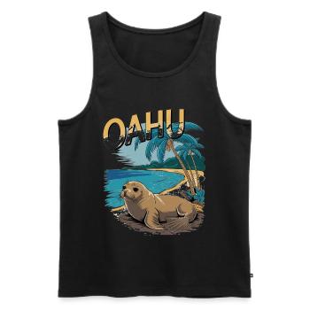 Oahu Tropical Seal Beach Paradise Szene - Männer Premium Bio Tank Top - Schwarz - Vorne - AI Model Male 178 light (178cm)