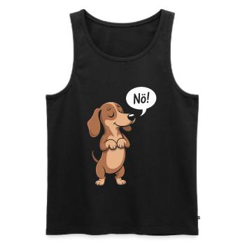 Dachshund Cartoon Nope Funny Dog Saying - Men's Premium Organic Tank Top - black - Front - Michal (187cm)