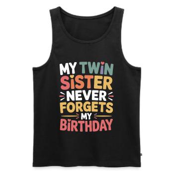 Zwillinge Zwillingsschwester Geburtstag - Männer Premium Bio Tank Top - Schwarz - Vorne - Michal (187cm)
