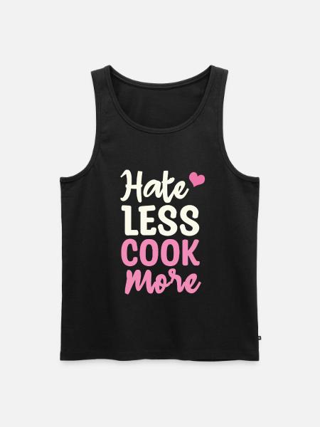 Hate less cook more - Männer Premium Bio Tank Top - Schwarz