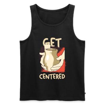 Get Centered Coffee Moment - Men's Premium Organic Tank Top - black - Front - Michal (187cm)