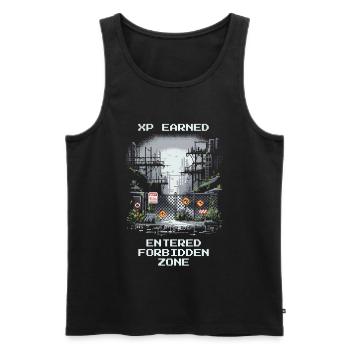 XP erhalten: Verbotene Zone entdeckt - Männer Premium Bio Tank Top - Schwarz - Vorne - AI Model Male 178 light (178cm)