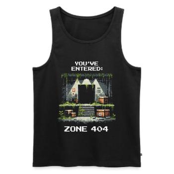 Zone 404 Discovered | Location not found - Humor - Men's Premium Organic Tank Top - black - Front - Michal (187cm)