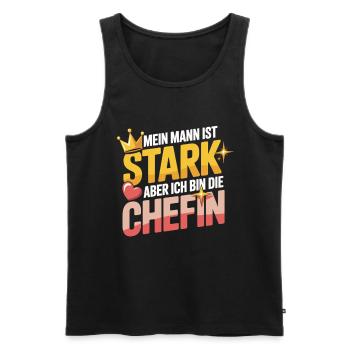 Mein Mann ist stark – aber ich bin die Chefin - Men's Premium Organic Tank Top - black - Front - AI Model Male 178 light (178cm)