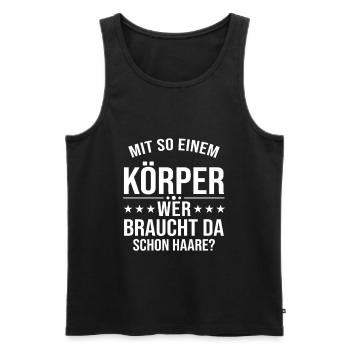 T-shirt chauve drôle dicton humoristique - Débardeur bio Premium Homme - noir - Devant - Michal (187cm)
