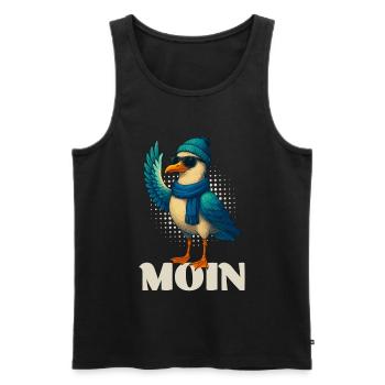 Mouette fraîche - Moin - Débardeur bio Premium Homme - noir - Devant - Michal (187cm)