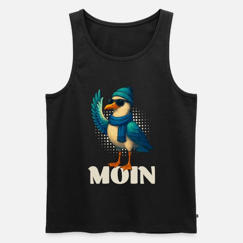 Coole Möwe - Moin - Männer Premium Bio Tank Top - Schwarz