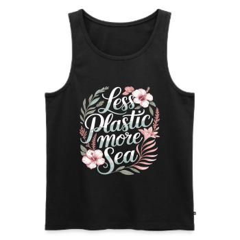 Moins de plastique, plus de mer – Design environnemental, Fleurs - Débardeur bio Premium Homme - noir - Devant - Michal (187cm)