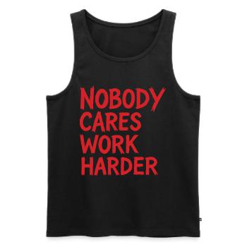 Calisthenics Niemand kümmert sich Härter arbeiten Training im Fitnessstudio - Männer Premium Bio Tank Top - Schwarz - Vorne - Michal (187cm)