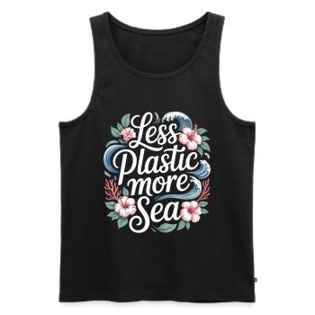 Moins de plastique, plus de mer – Design environnemental, Fleurs - Débardeur bio Premium Homme - noir - Devant - Michal (187cm)