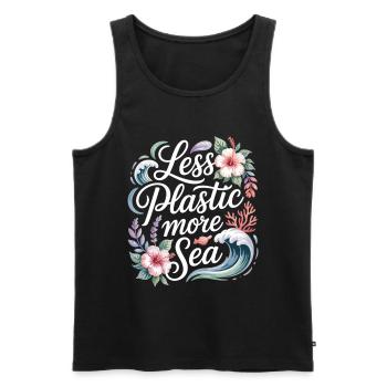 Moins de plastique, plus de mer – Design environnemental, Fleurs - Débardeur bio Premium Homme - noir - Devant - Michal (187cm)