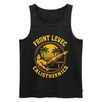 Front Levec Calisthenics Fitness Gym Entraînement - Débardeur bio Premium Homme - noir - Devant - Michal (187cm)